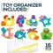 Foam Bath Toys 100% Non Toxic Floating Puzzles Animals Early Learning Bathtub Toy Fun Educational Geometric Shapes for Toddlers Kids Boys Girls Free Bath Toy Organizer & Fishing Rod
